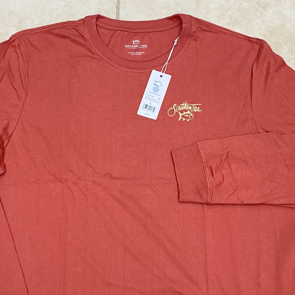 Southern Tide Long Sleeve Breakwater Bass Tee Mens Size L